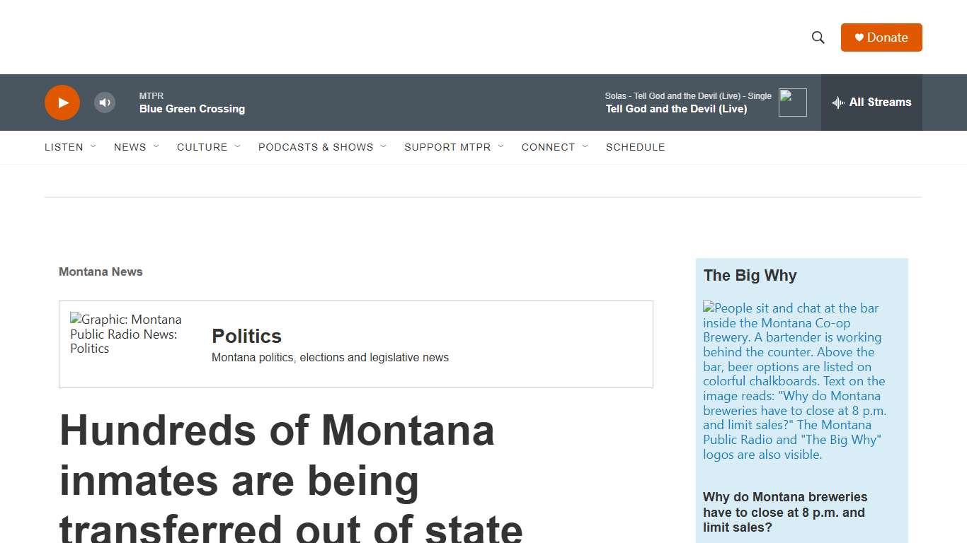 Hundreds of Montana inmates are being transferred out of state Montana Public Radio